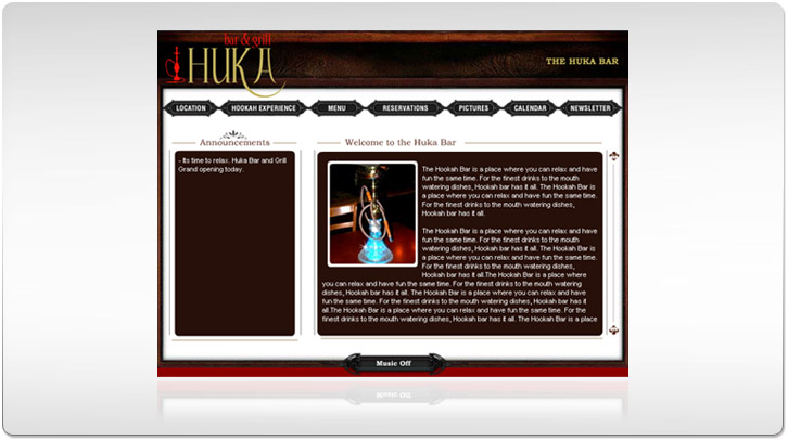 The Huka Bar Flash website by Chris Ilagan